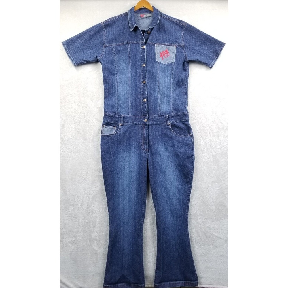 VTG Jumpsuit Women's 24 Denim Embroidered New York 212 90s Y2K Streetwear Romper